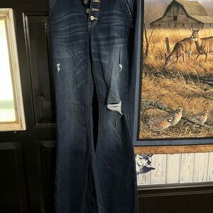 KanCan Women's Dark Blue Flare Jeans